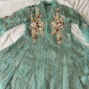EUC Beautiful Light green Embroidered suit Panache